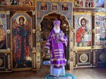 В Неделю 4-ю Великого поста Святейший Патриарх Кирилл совершил Литургию в Александро-Невском скиту