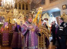 Епископ Сурожский Матфей совершил Литургию в храме Преображения Господня в Богородском