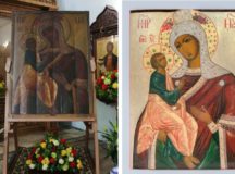 Отреставрированная Иерусалимская икона Божией Матери освящена на подворье Крестовоздвиженского Иерусалимского монастыря