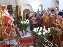 Архиерейское служение в храме святого апостола и евангелиста Иоанна Богослова на Бронной в день престольного праздника