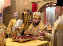 Епископ Истринский Серафим совершил Литургию в храме святителя Николая Мирликийского в Косине