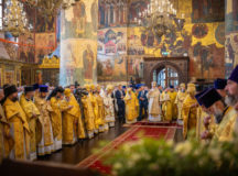 В праздник Крещения Руси Святейший Патриарх Кирилл совершил Литургию в Успенском соборе Московского Кремля